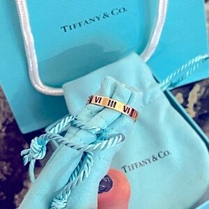 Tiffany & Co. 18ct Rose Gold and Diamond Atlas Pierced Ring Size 8